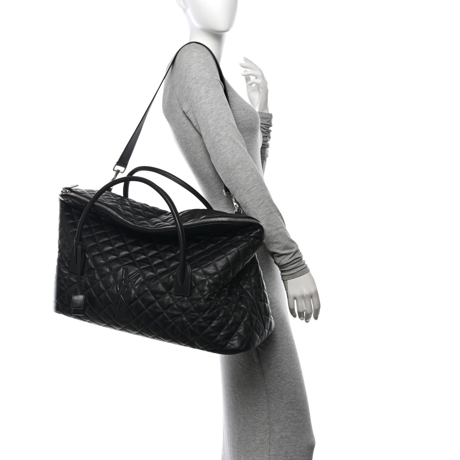 Saint Laurent Calfskin Quilted ES Giant Travel Bag Black 2 of 13