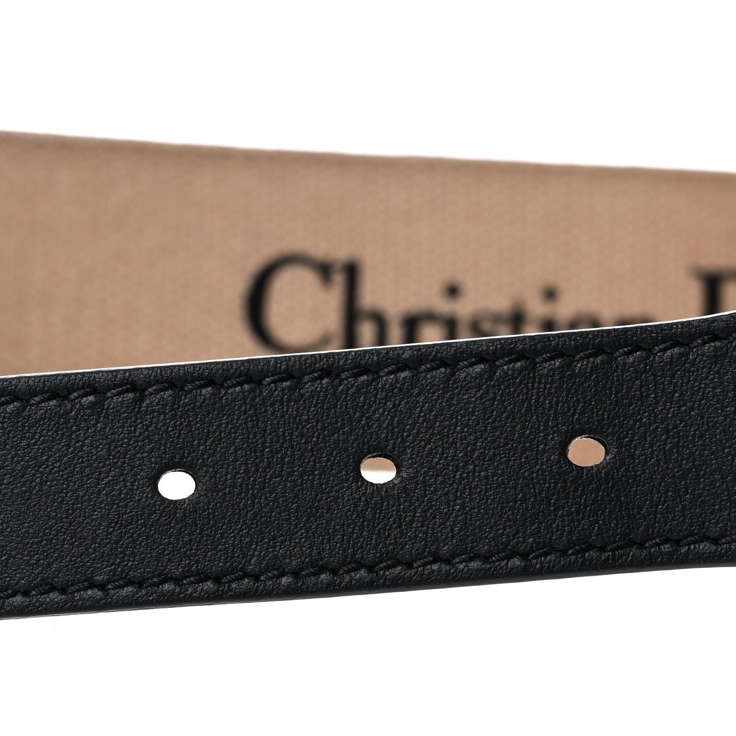 Christian Dior Canvas Embroidered Belt 80 32 Black Beige 4 of 5
