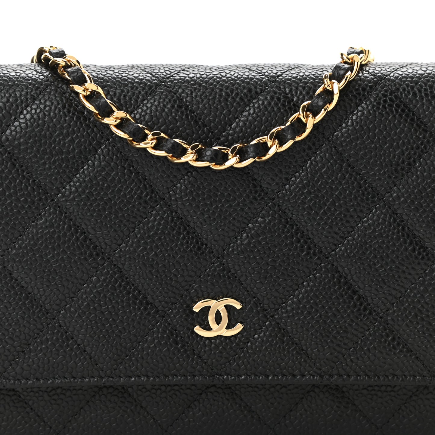 Caviar Quilted Wallet On Chain WOC Black
