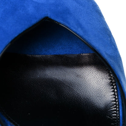 Saint Laurent Kid Scamosciato Tribute 105 Open Toe Platform Sandals 39.5 Bleu Majorelle 8 of 8