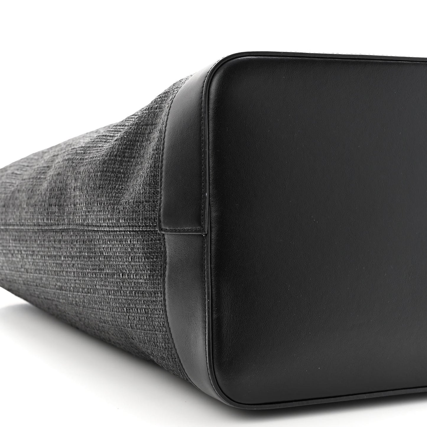 Linen Canvas Teddy Shopping Bag Black