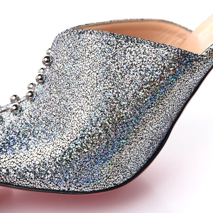 Christian Louboutin Nappa Mica PVC Glitter Predumule 100 Pumps 39 Silver 8 of 9