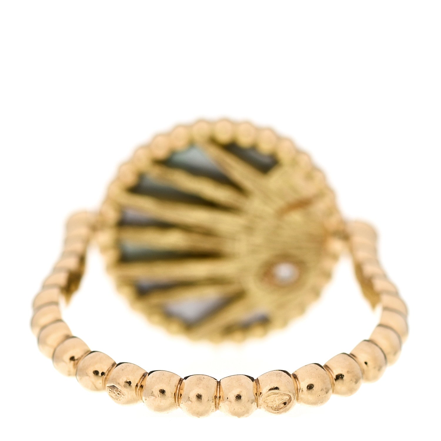 Christian Dior 18K Yellow Gold Diamond Onyx Mother of Pearl Rose Des Vents Ring 49 4.75 5 of 7