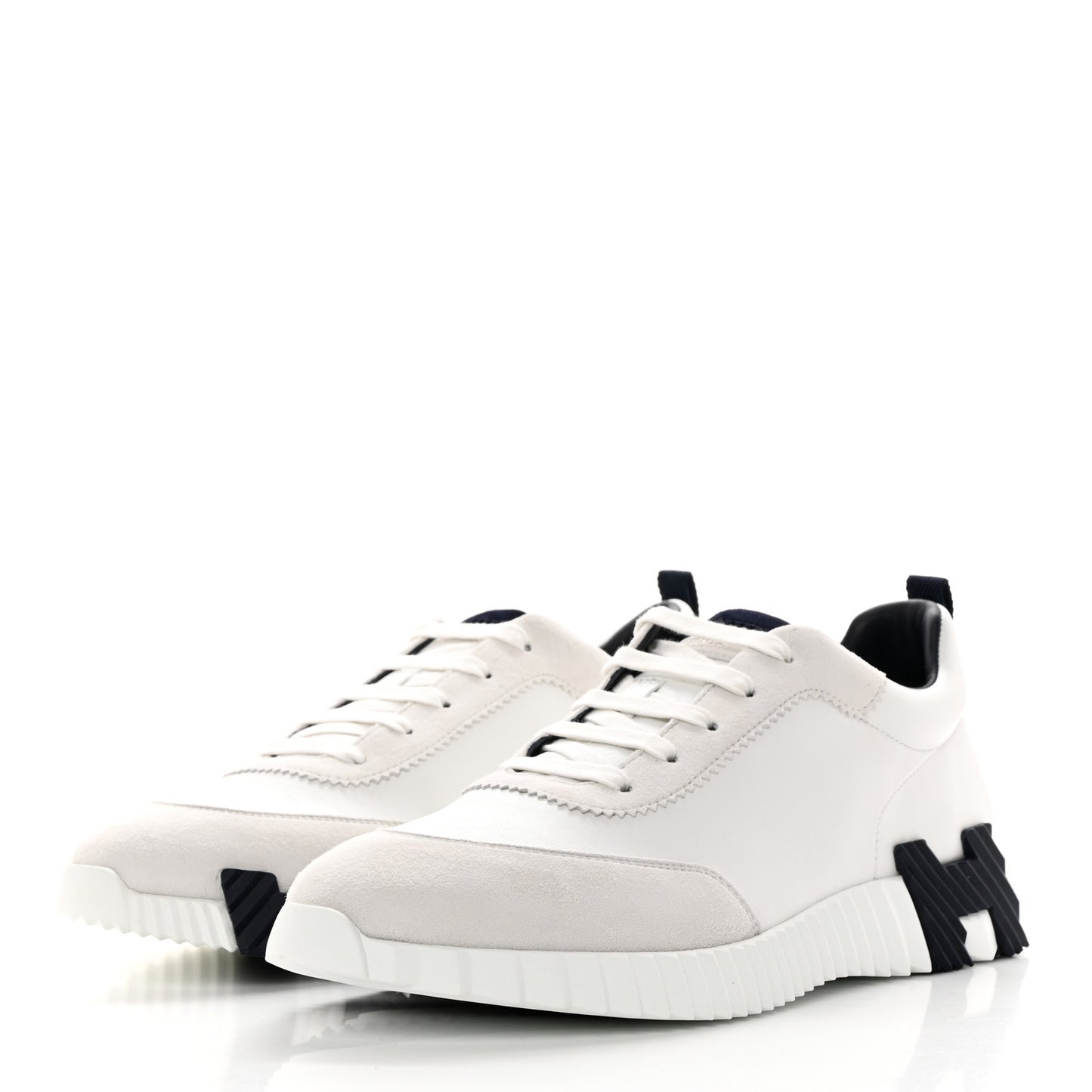 Goatskin Suede Mens Bouncing Sneakers 44 White