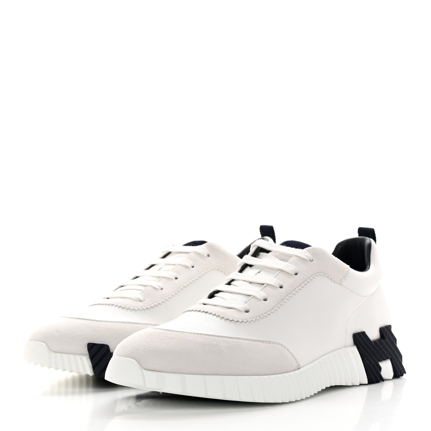 Hermes Goatskin Suede Mens Bouncing Sneakers 44 White 3 of 12