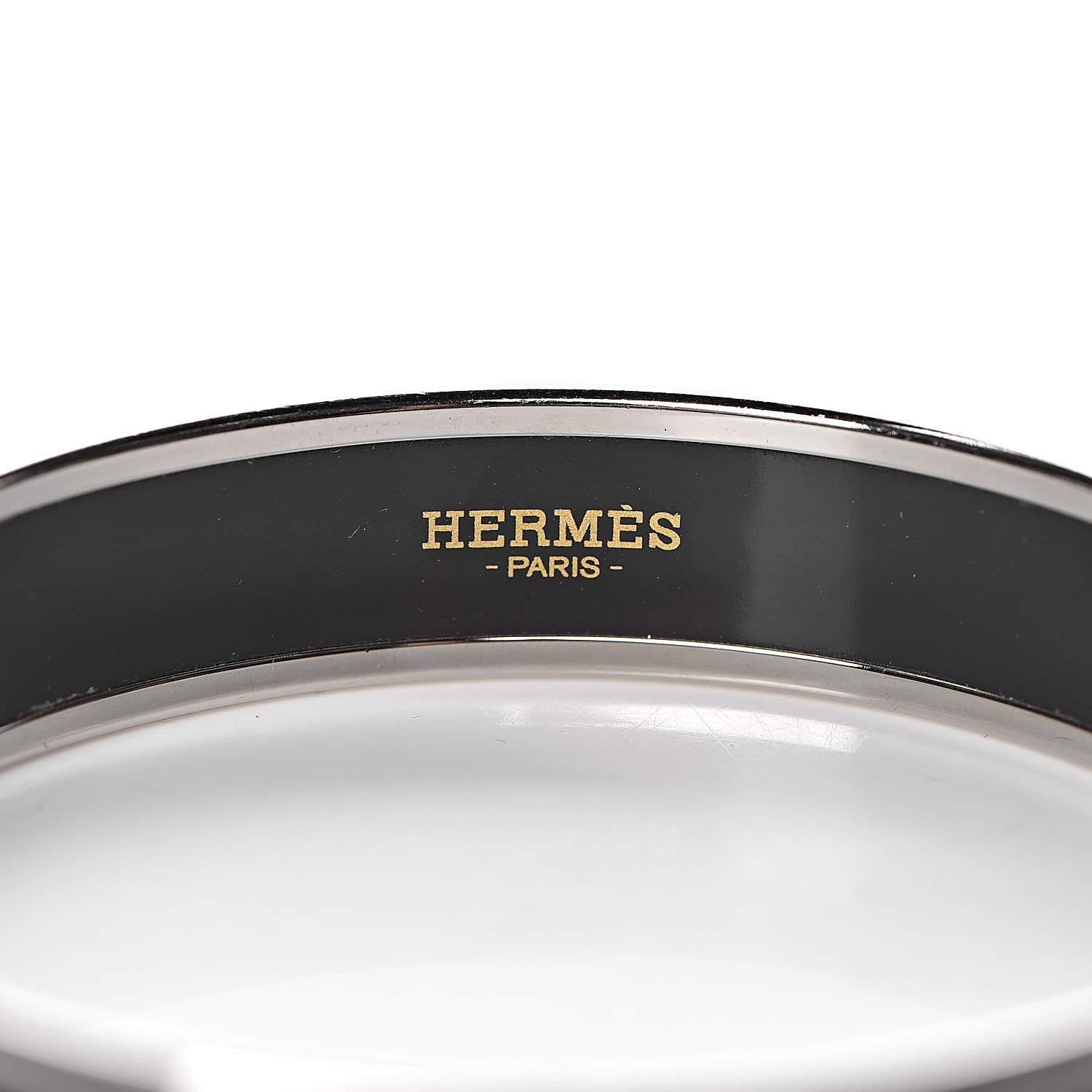 Hermes Enamel Printed Medium Caleche Bracelet 70 Black 4 of 5