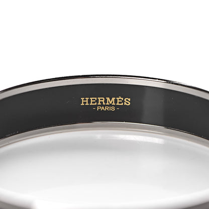 Hermes Enamel Printed Medium Caleche Bracelet 70 Black 4 of 5