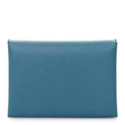 Hermes Epsom Calvi Duo Card Case Blue Jean 1 of 10