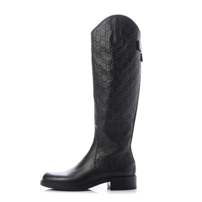 Gucci Guccissima Calfskin Miro Soft Knee High Riding Boots 39 Black 1 of 9