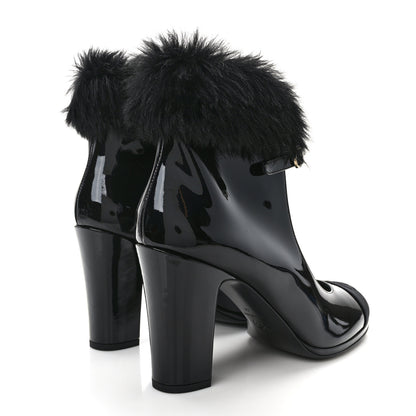 Chanel Patent Shearling Lambskin Cap Toe Mary Jane Pumps 41 Black 4 of 8