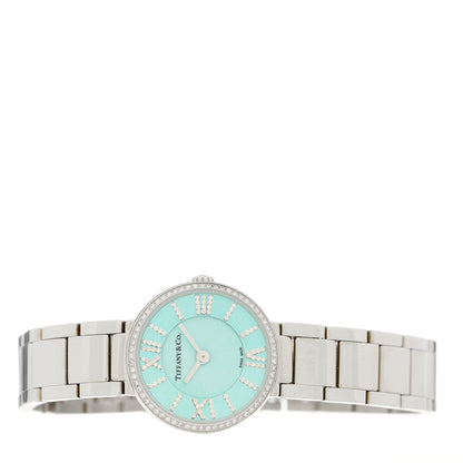 Tiffany Stainless Steel Diamond Bezel 24mm Atlas 2-Hand Quartz Watch Ice Blue 2 of 5