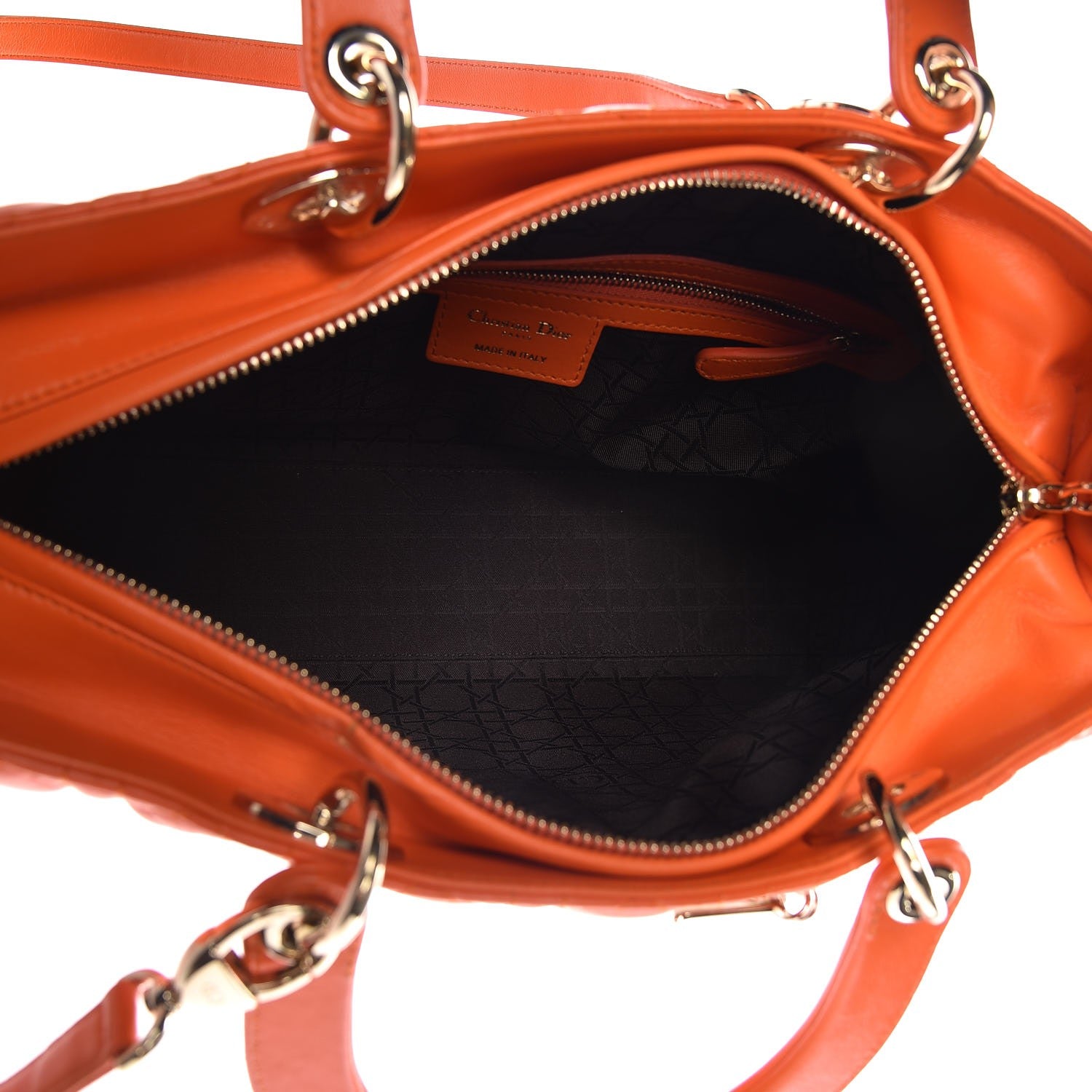 Christian Dior Lambskin Cannage Large Lady Dior Orange 6 of 13