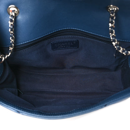 Chanel Caviar Macro Chevron Single Flap Blue 5 of 11