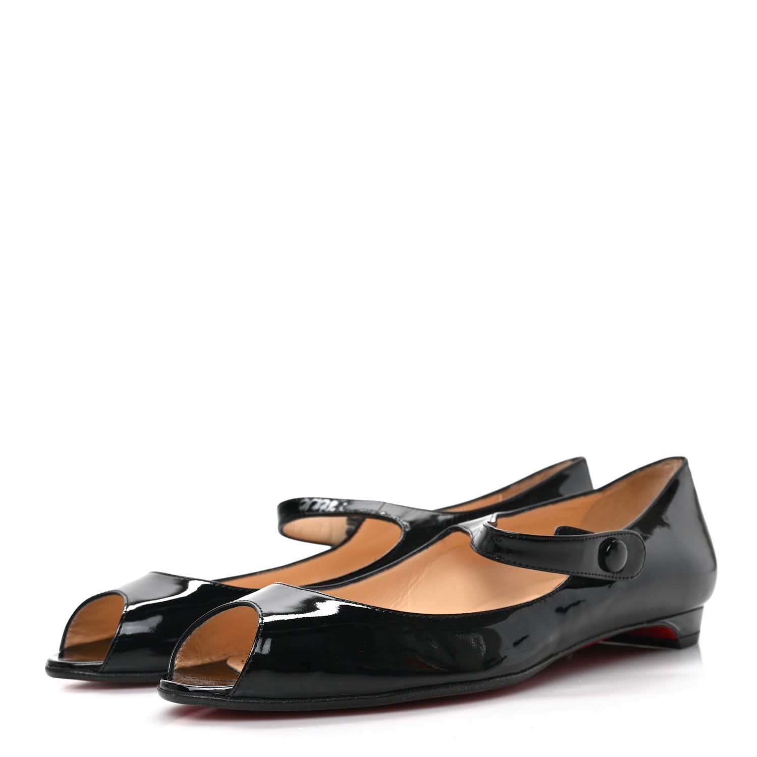 Christian Louboutin Patent Mary Jean Open Toe Flats 36.5 Black 3 of 7