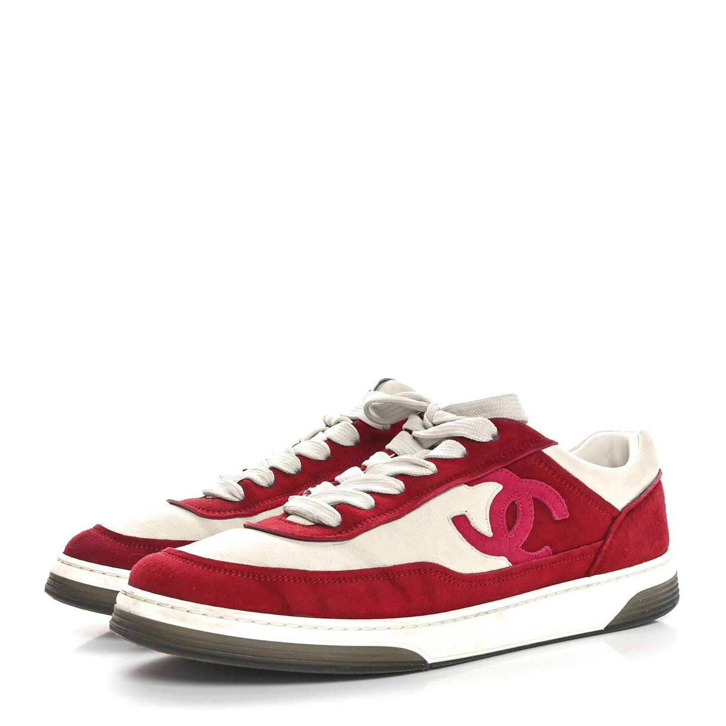 Suede Kidskin Womens CC Sneakers 40 Burgundy White