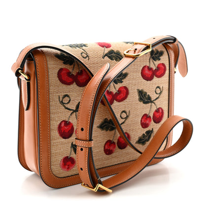 Valentino Garavani Jacquard Raffia Cherryfic 9to5 Shoulder Bag Natural Red 3 of 11