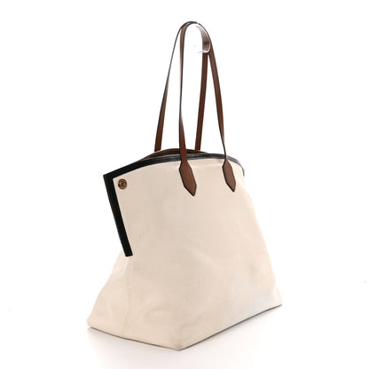 Burberry Cotton Canvas Calfskin Large Society Tote Bag Black Burgundy 3 of 10