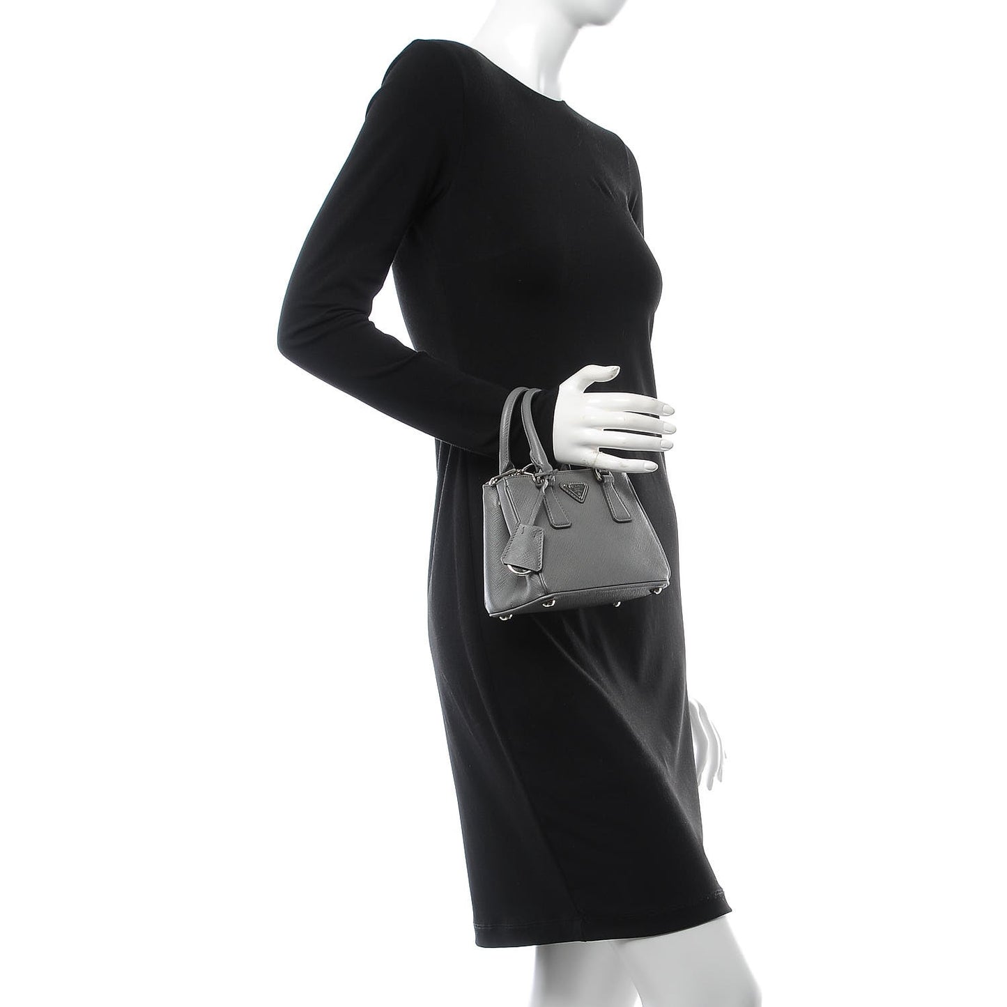 Saffiano Micro Galleria Double Zip Tote Marmo