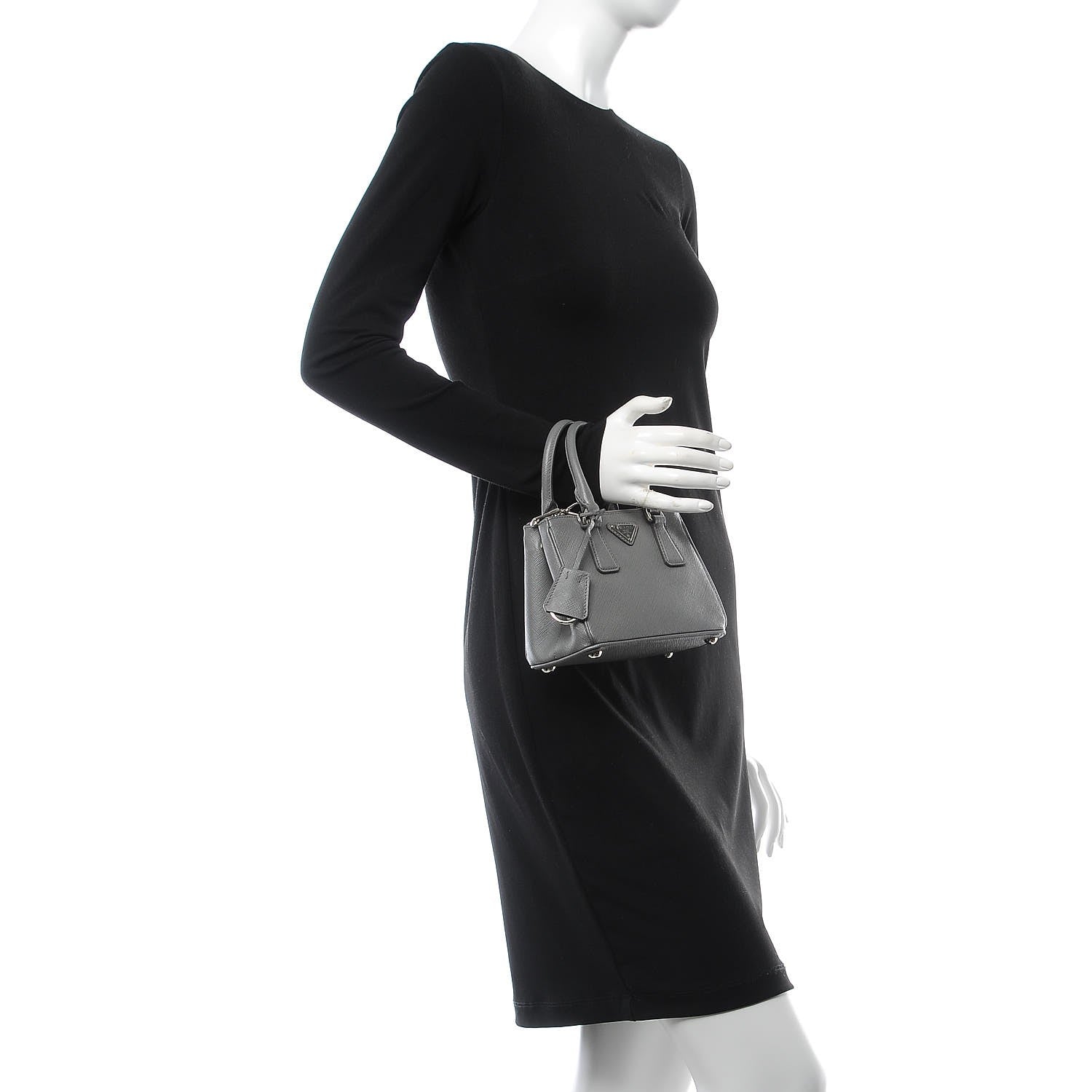 Prada Saffiano Micro Galleria Double Zip Tote Marmo 3 of 11
