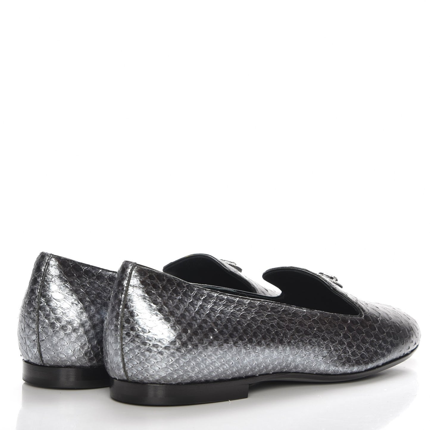 Metallic Python CC Mocassin Loafers 37 Dark Grey