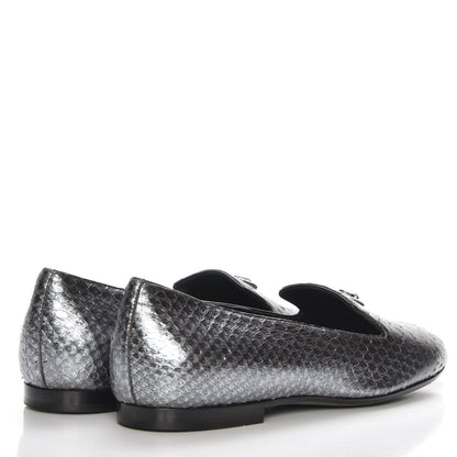 Chanel Metallic Python CC Mocassin Loafers 37 Dark Grey 4 of 8