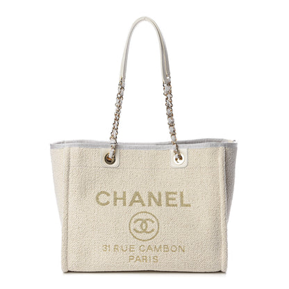 Chanel Lurex Boucle Small Deauville Tote White 1 of 11