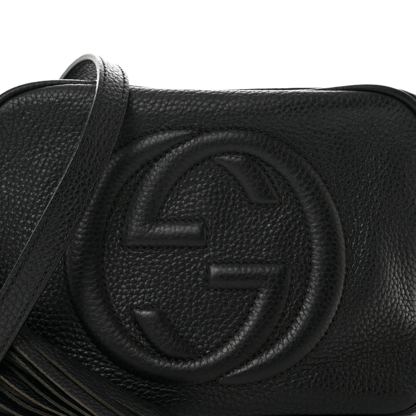 Pebbled Calfskin Small Soho Disco Bag Black