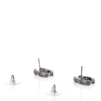 Chanel Ruthenium Crystal CC Earrings Silver Black 5 of 6