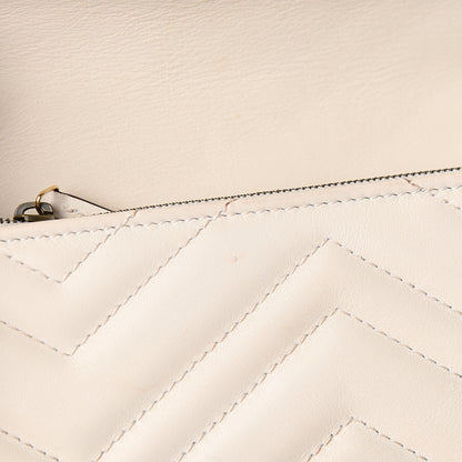 Gucci Calfskin Matelasse GG Marmont Chain Wallet Mystic White 8 of 12