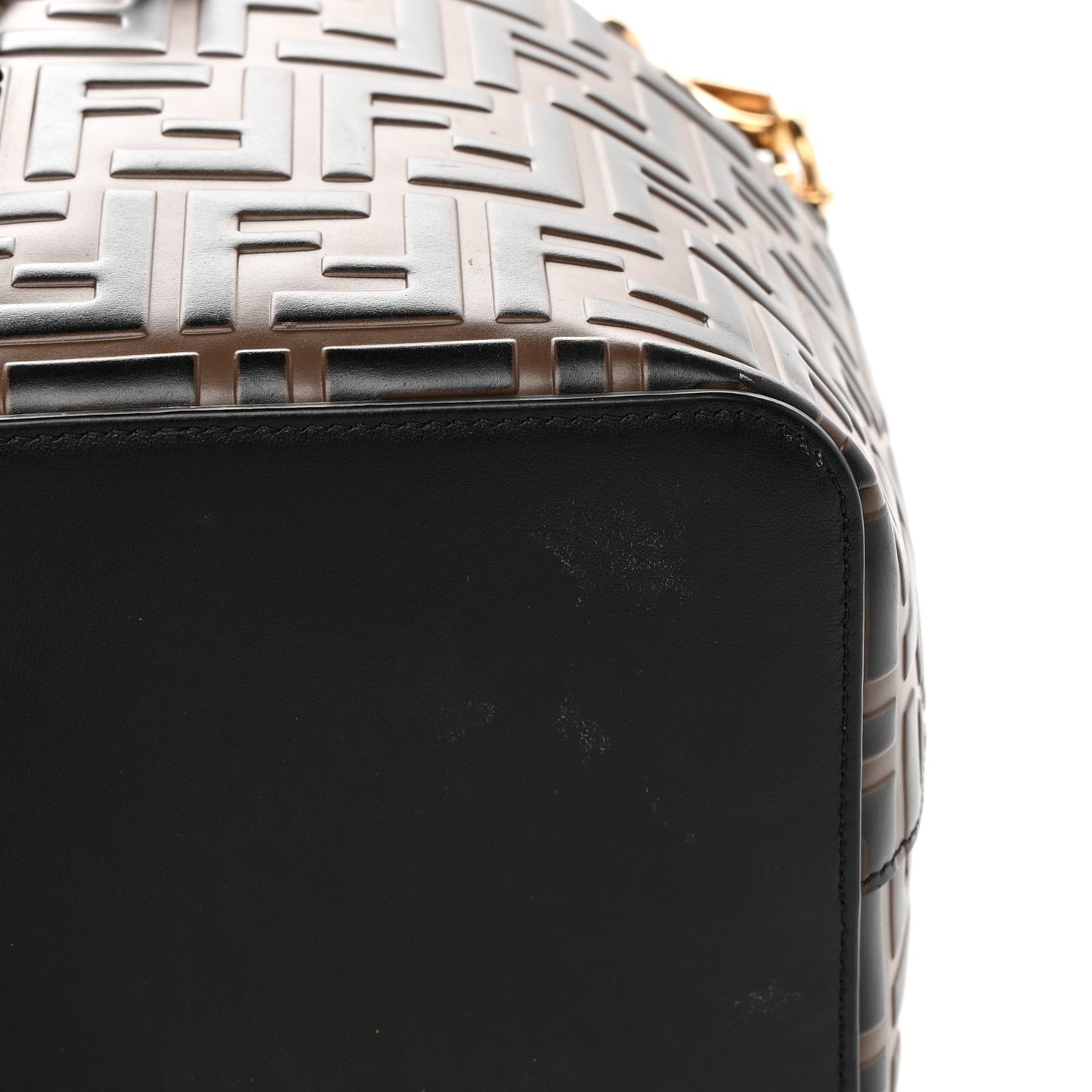 Vitello Grace F is Fendi Bi-Color FF 1974 Embossed Grande Mon Tresor Bucket Bag Maya Black Fragola