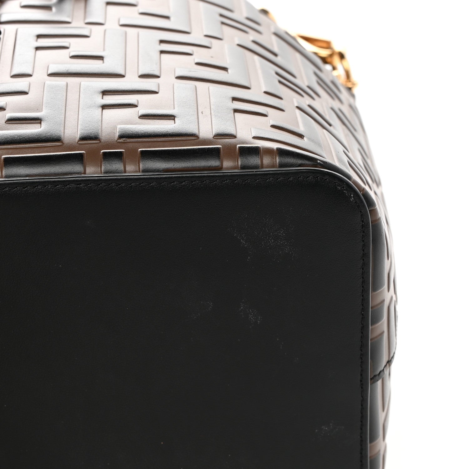Fendi Vitello Grace F is Fendi Bi-Color FF 1974 Embossed Grande Mon Tresor Bucket Bag Maya Black Fragola 11 of 12