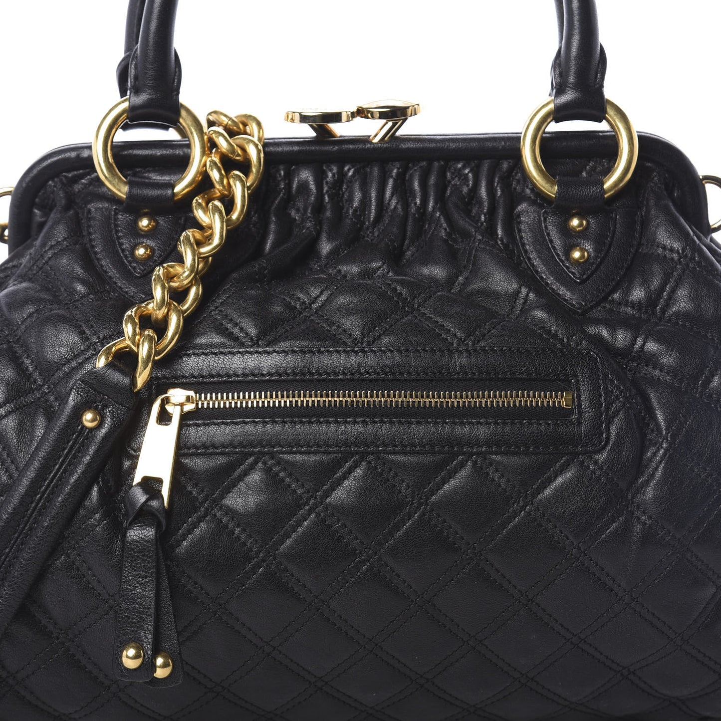Calfskin Quilted Stam Black
