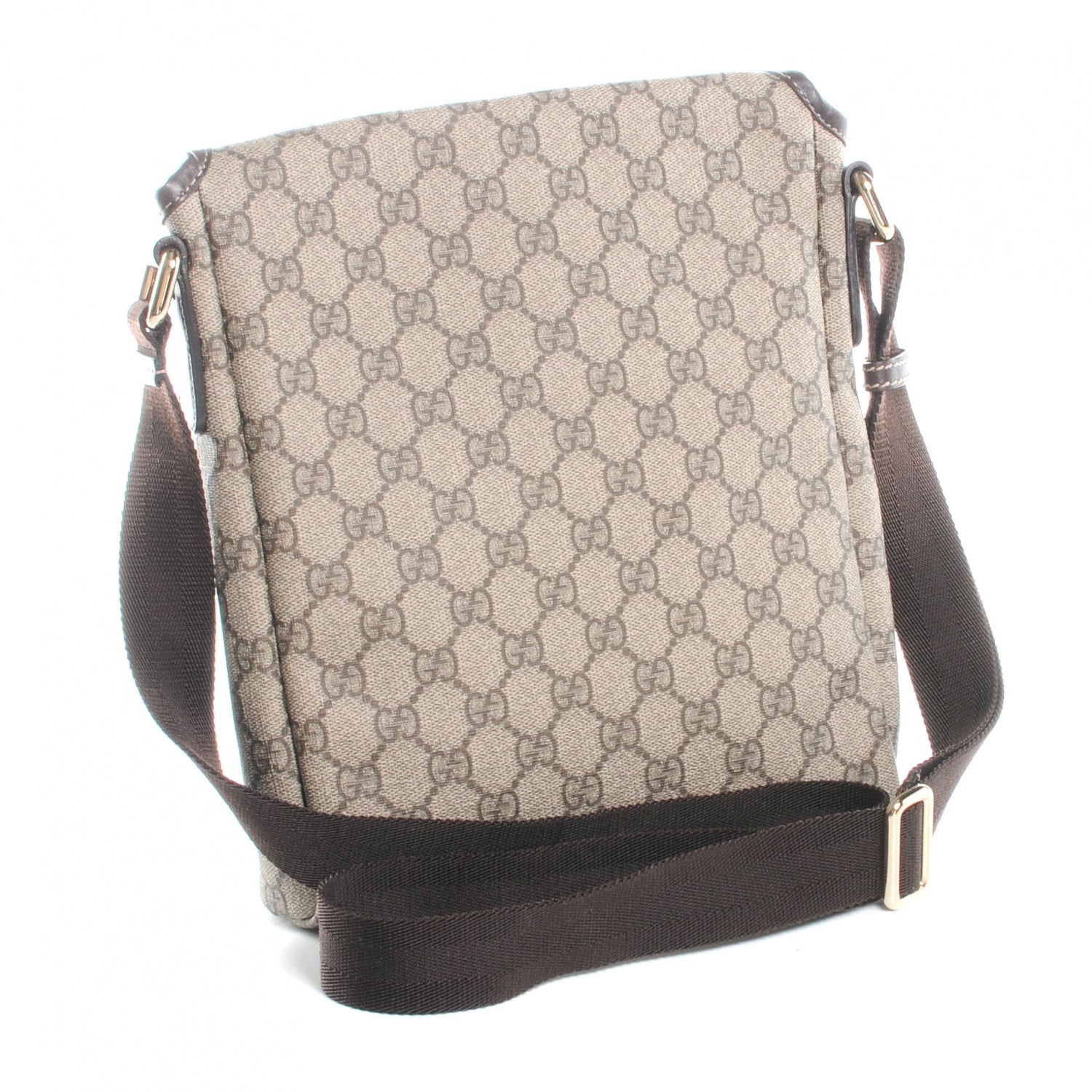 Gucci GG Supreme Monogram Selleria Calfskin Small Flap Messenger Bag Beige Ebony Cocoa Dark Chocolate 3 of 8