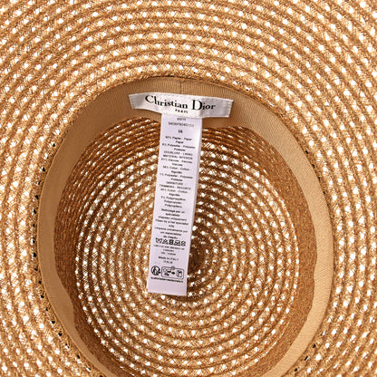 Christian Dior Straw Embroidered D-Bobby Large Brim Hat 56 Natural 7 of 8