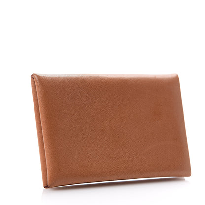 Hermes Barenia Calvi Card Case Fauve Orange Poppy 2 of 8
