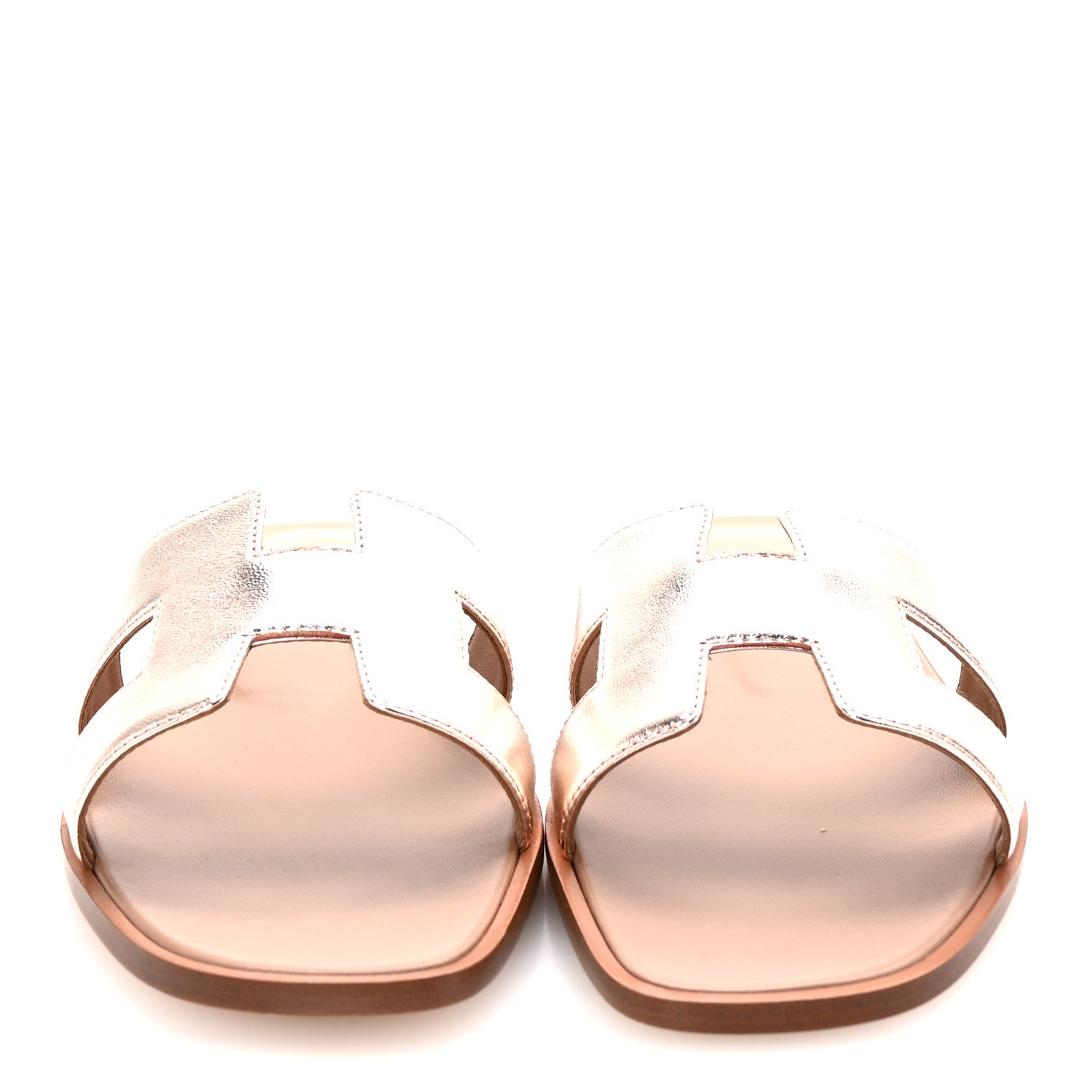 Hermes Metallic Calfskin Oran Sandals 39 Rose Dore 3 of 10