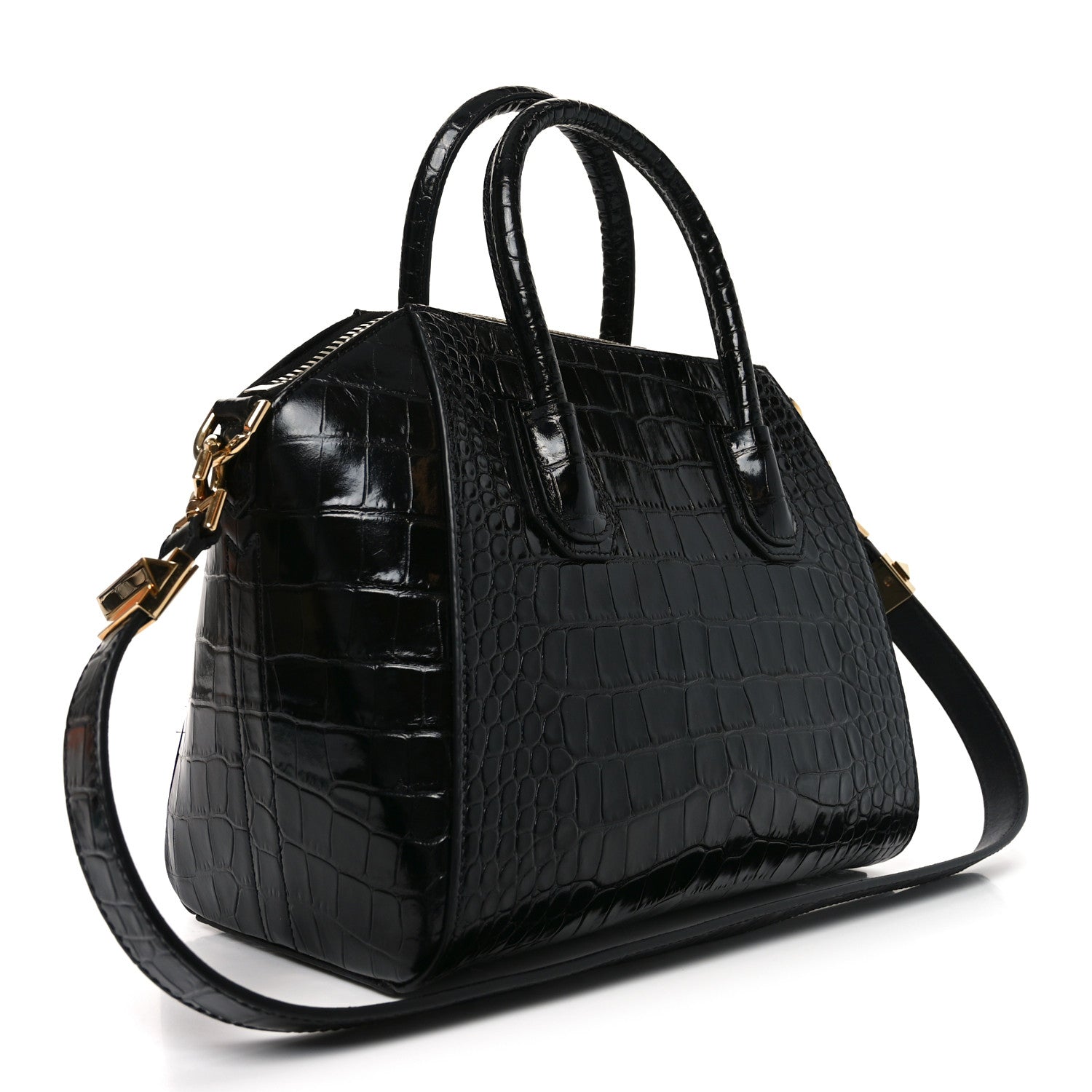 Givenchy Calfskin Crocodile Embossed Small Antigona Black 3 of 10