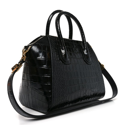 Givenchy Calfskin Crocodile Embossed Small Antigona Black 3 of 10