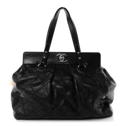 Chanel Glazed Calfskin Large On The Road Large Frame Tote Black 1 of 11