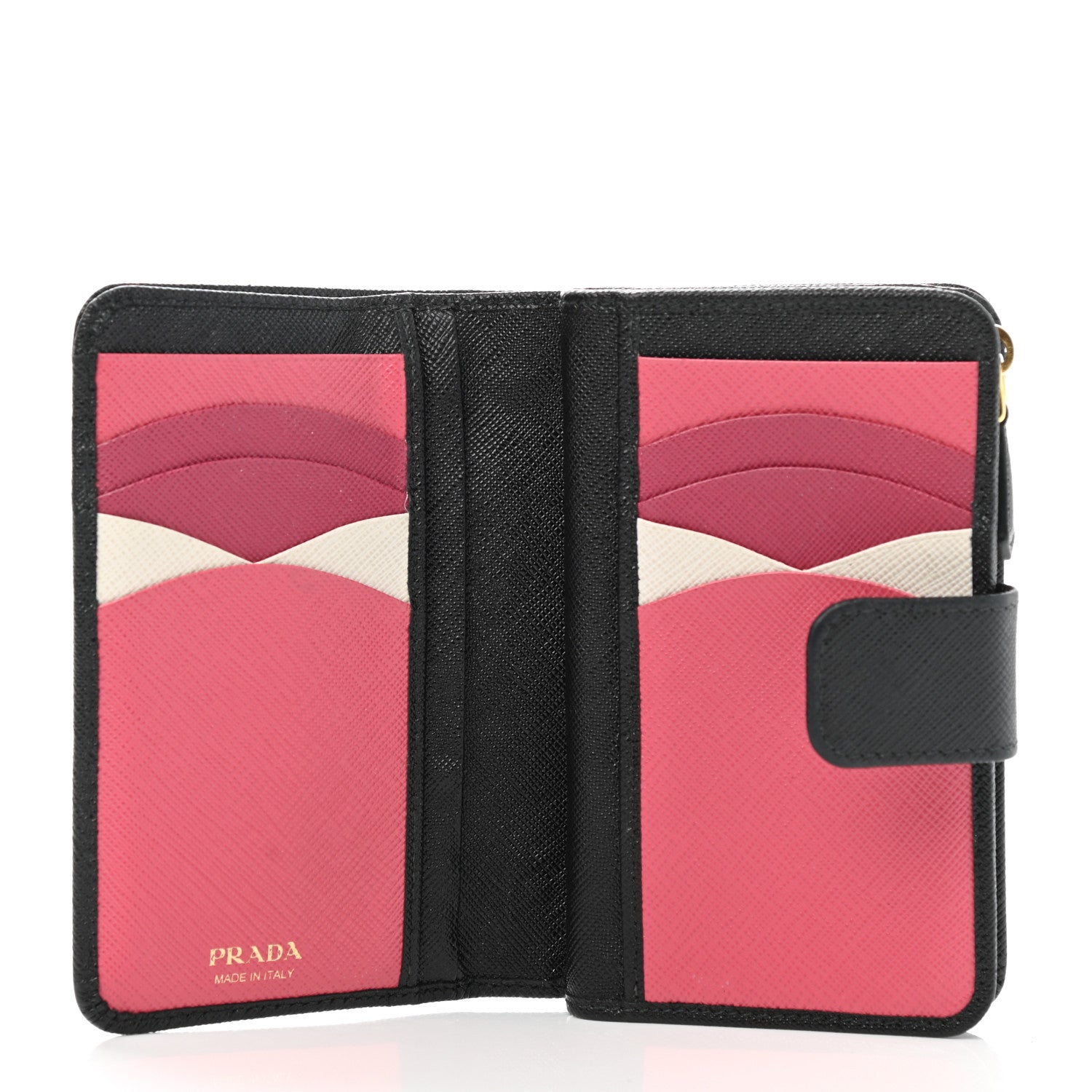 Prada Saffiano Metal Compact Wallet Black 5 of 7