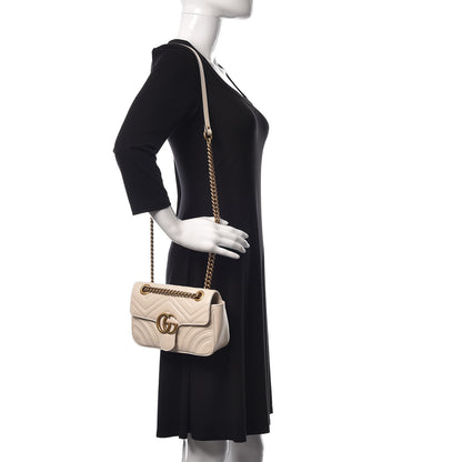Gucci Calfskin Matelasse Mini GG Marmont Shoulder Bag White 2 of 10