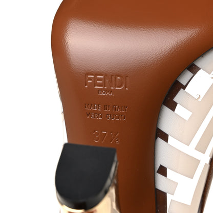 Fendi PVC Calfskin FF Colibri High-Heel Pumps 37.5 White Cuoio 6 of 12