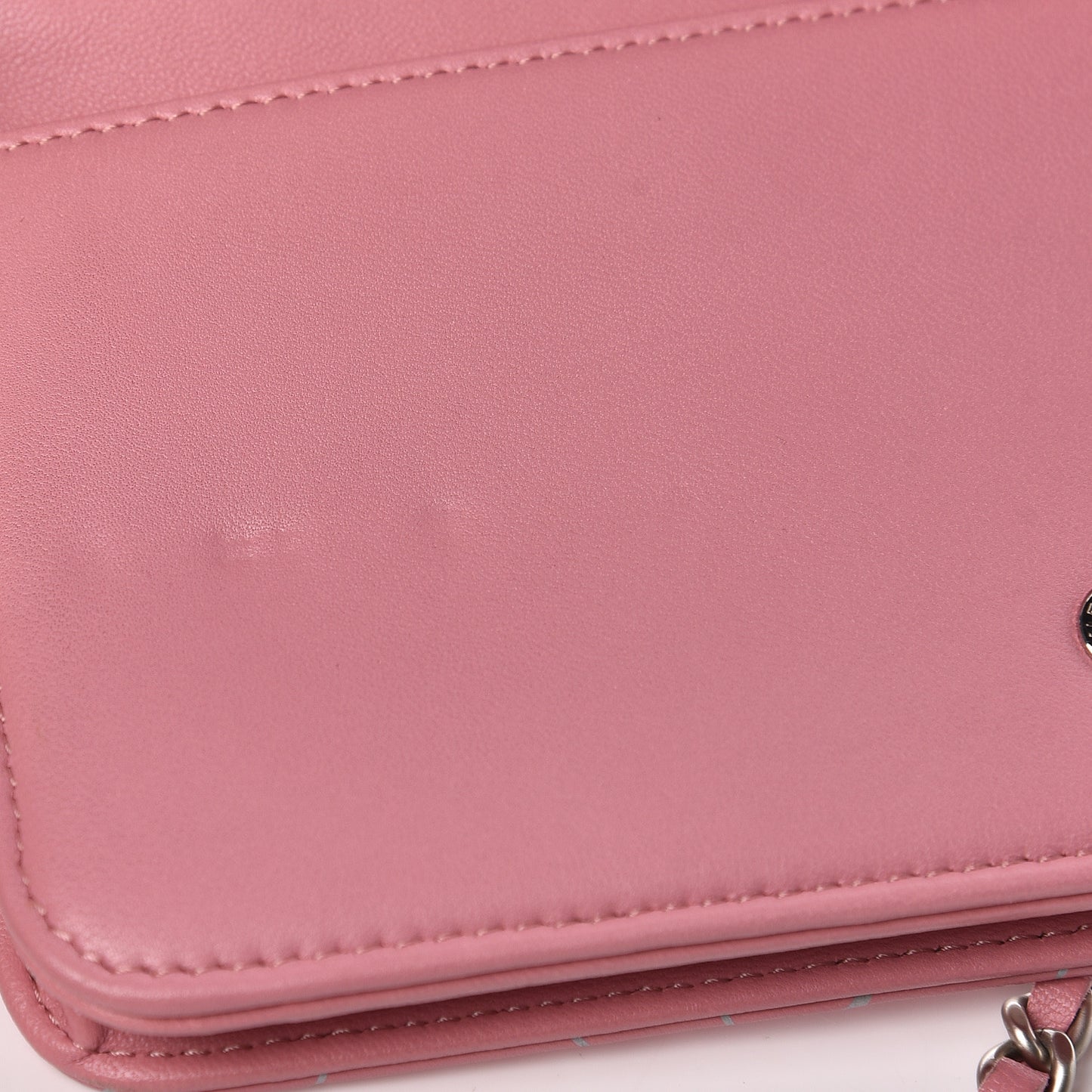 Lambskin Camellia Embossed Wallet On Chain WOC Pink