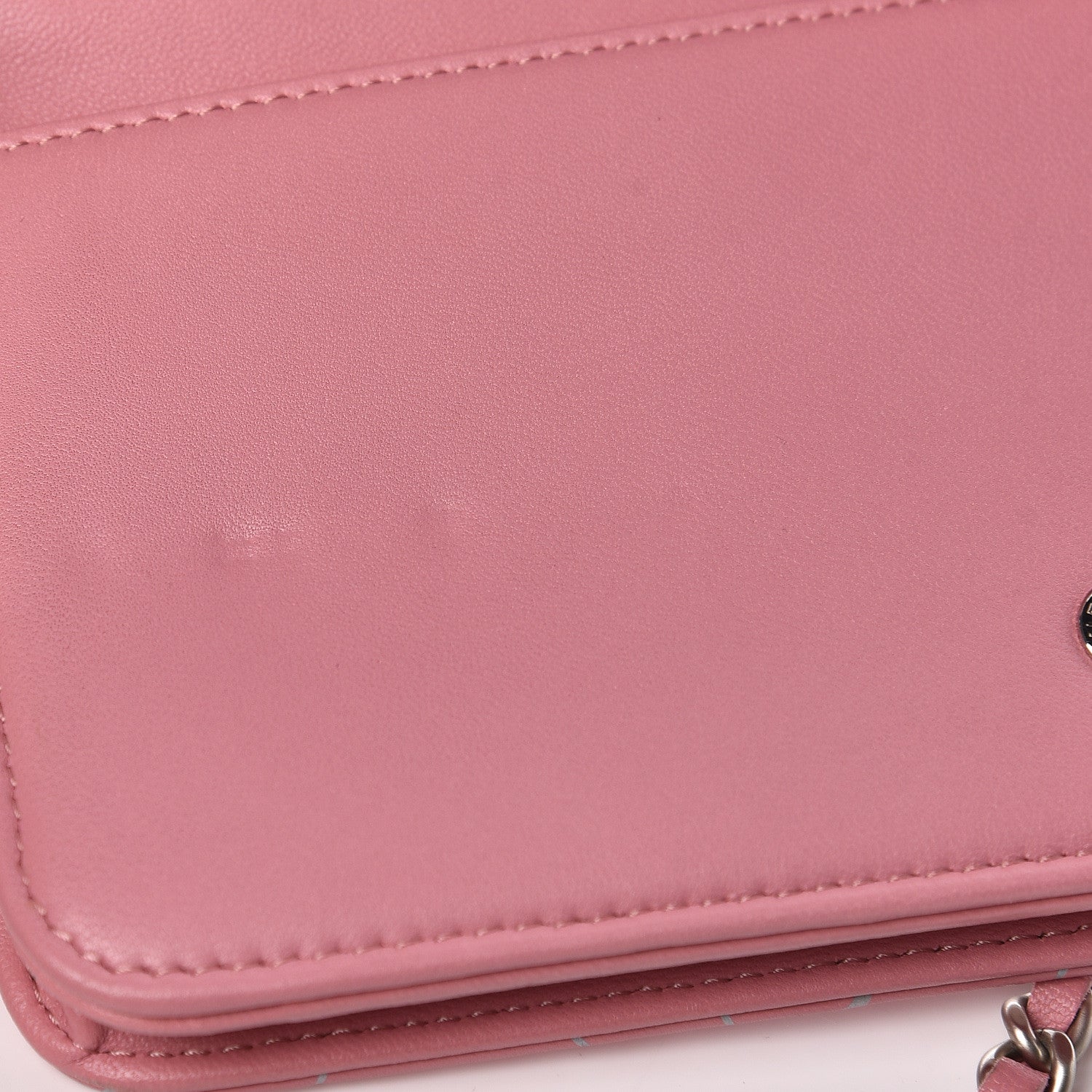 Chanel Lambskin Camellia Embossed Wallet On Chain WOC Pink 9 of 12