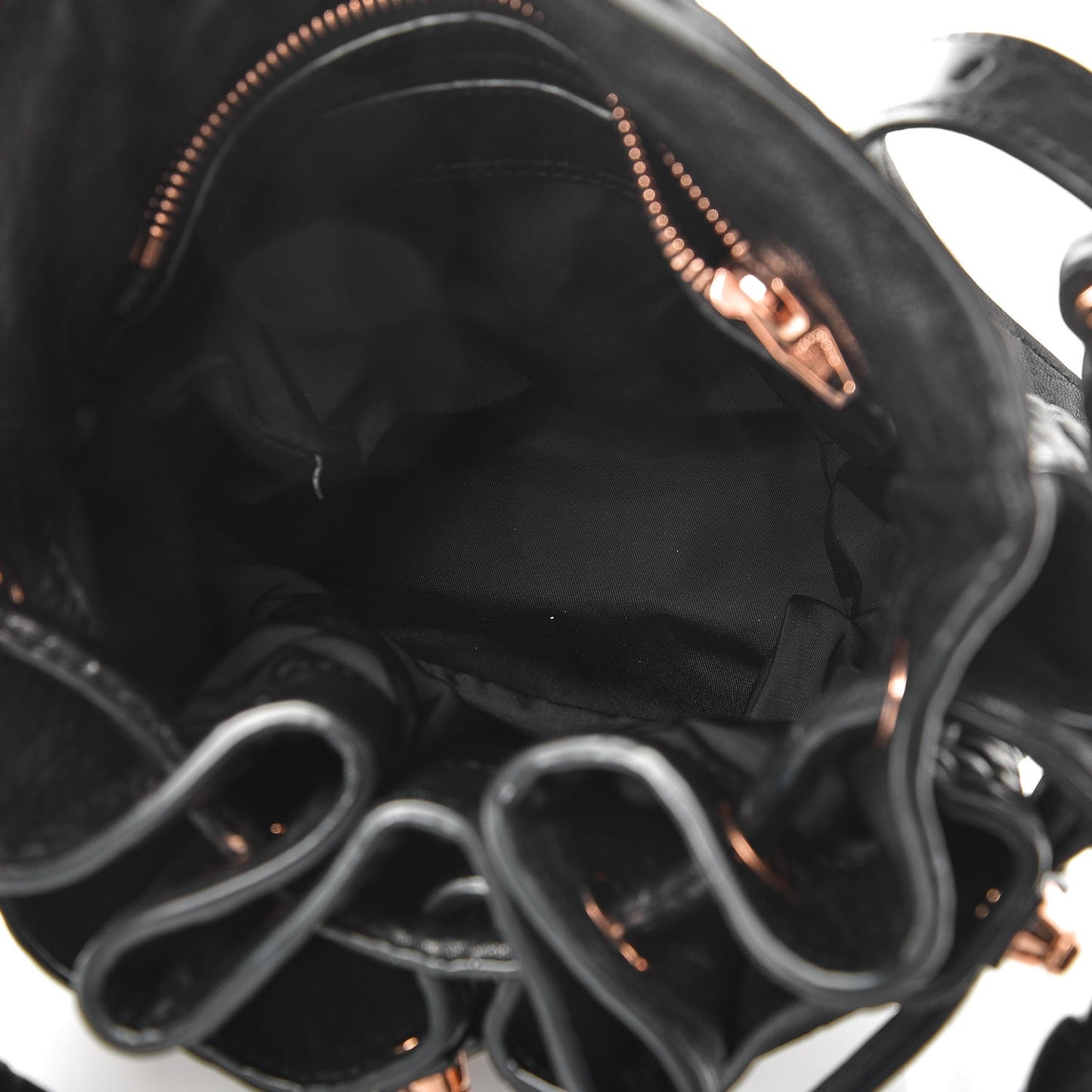 Pebbled Lambskin Diego Bucket Black Rose Gold Hardware