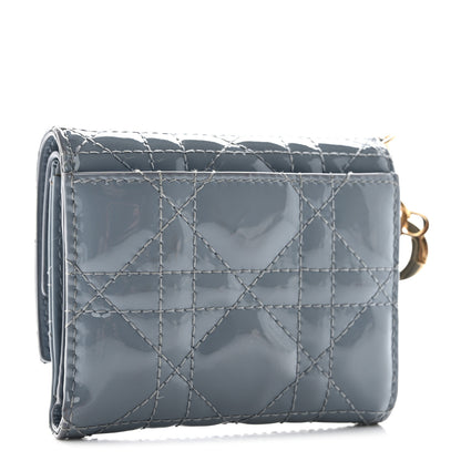 Christian Dior Patent Cannage Lady Dior Lotus Wallet Light Blue 3 of 8