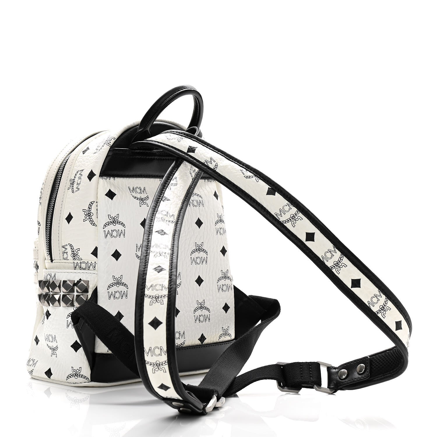 MCM Visetos Side Stud Mini Stark Backpack White 3 of 9