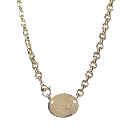 Tiffany 18K Yellow Gold Return To Oval Tag Choker Necklace 1 of 5