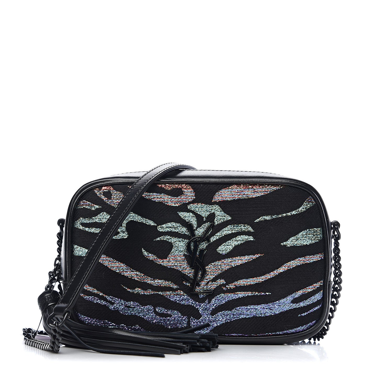 Calfskin Tiger Burnout Monogram Lou Camera Bag Black Multicolor