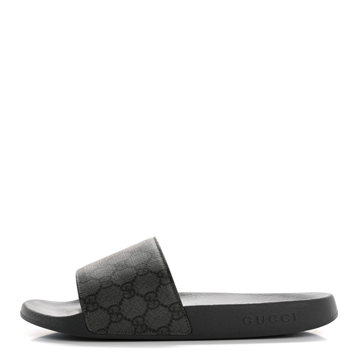 GG Supreme Monogram Mens Slide Sandals 9 Grey Black